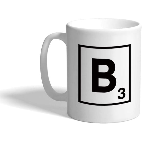 Custom Funny Coffee Mug Coffee Cup"B" Scrabble Initial Monogram Letter B White Ceramic Tea Cup 11 OZ Design Only,White,11oz