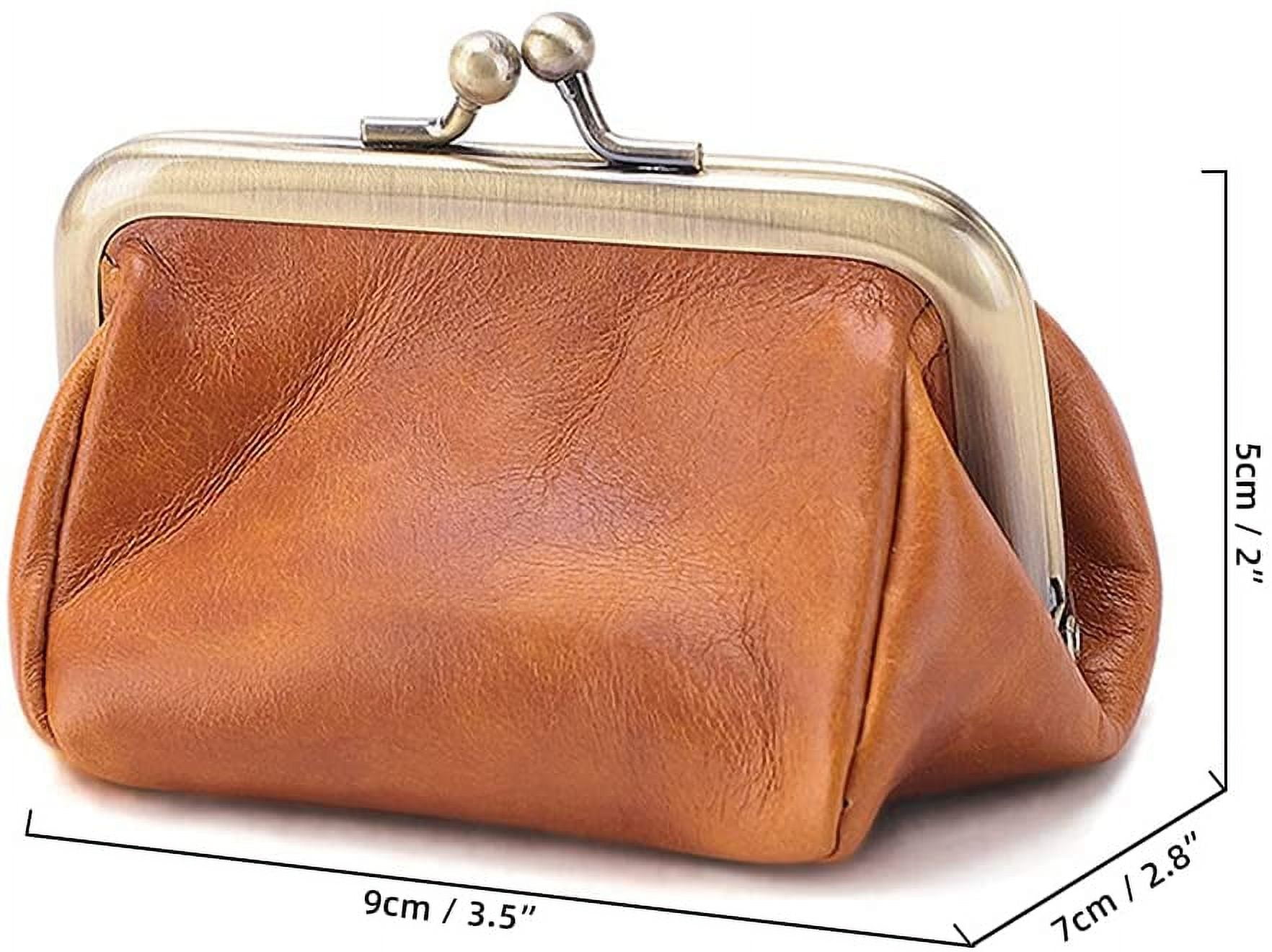 Womens Ladies New Super Soft Genuine Leather Clip Top Purse Twin Pocket  Wallet | eBay