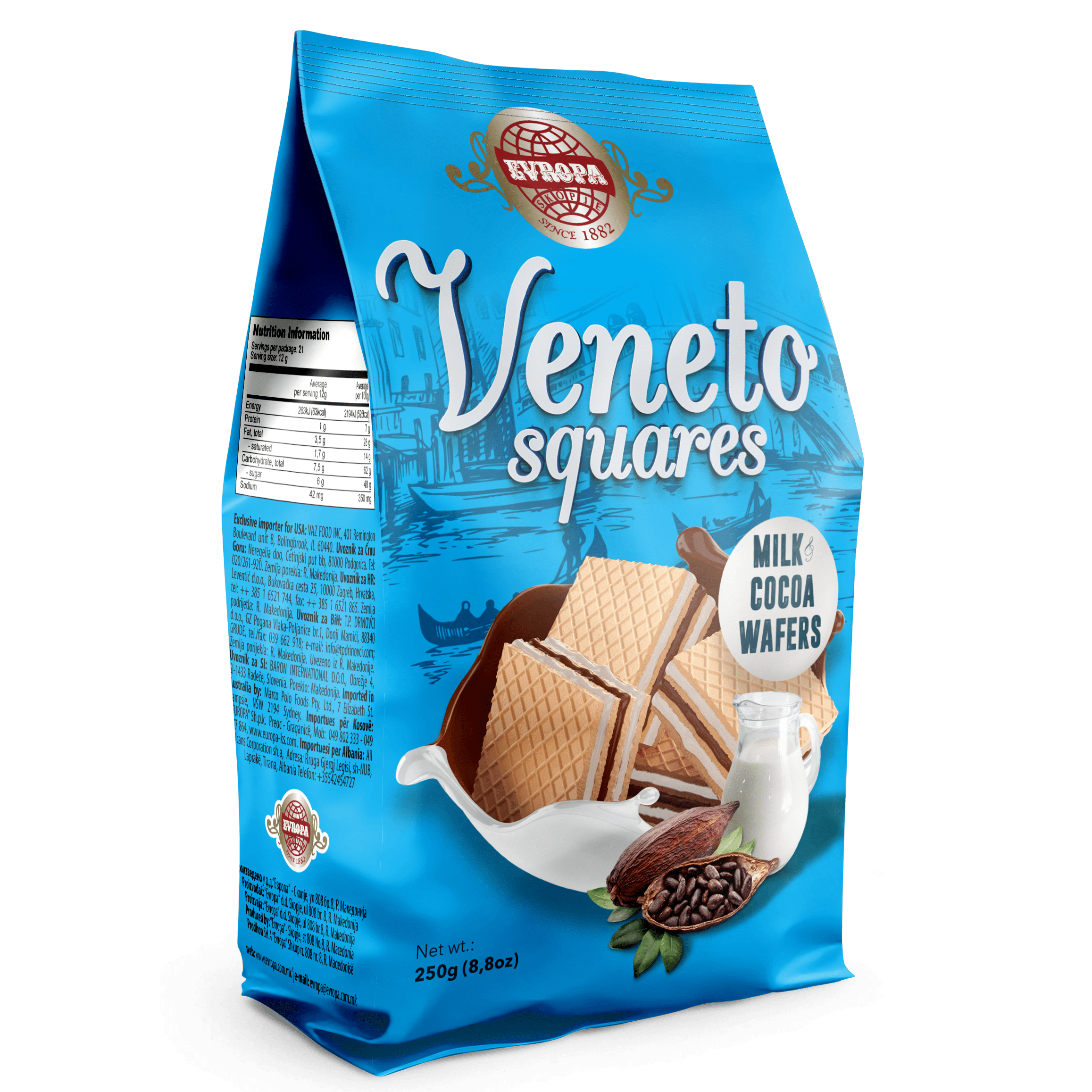 Veneto Wafer Squares With Milk Cocoa Walmart Com Walmart Com