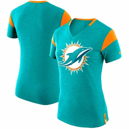 Miami Dolphins Heather - Miami Dolphins Nike Women's Fan V-Neck T-Shirt - Heathered Aqua