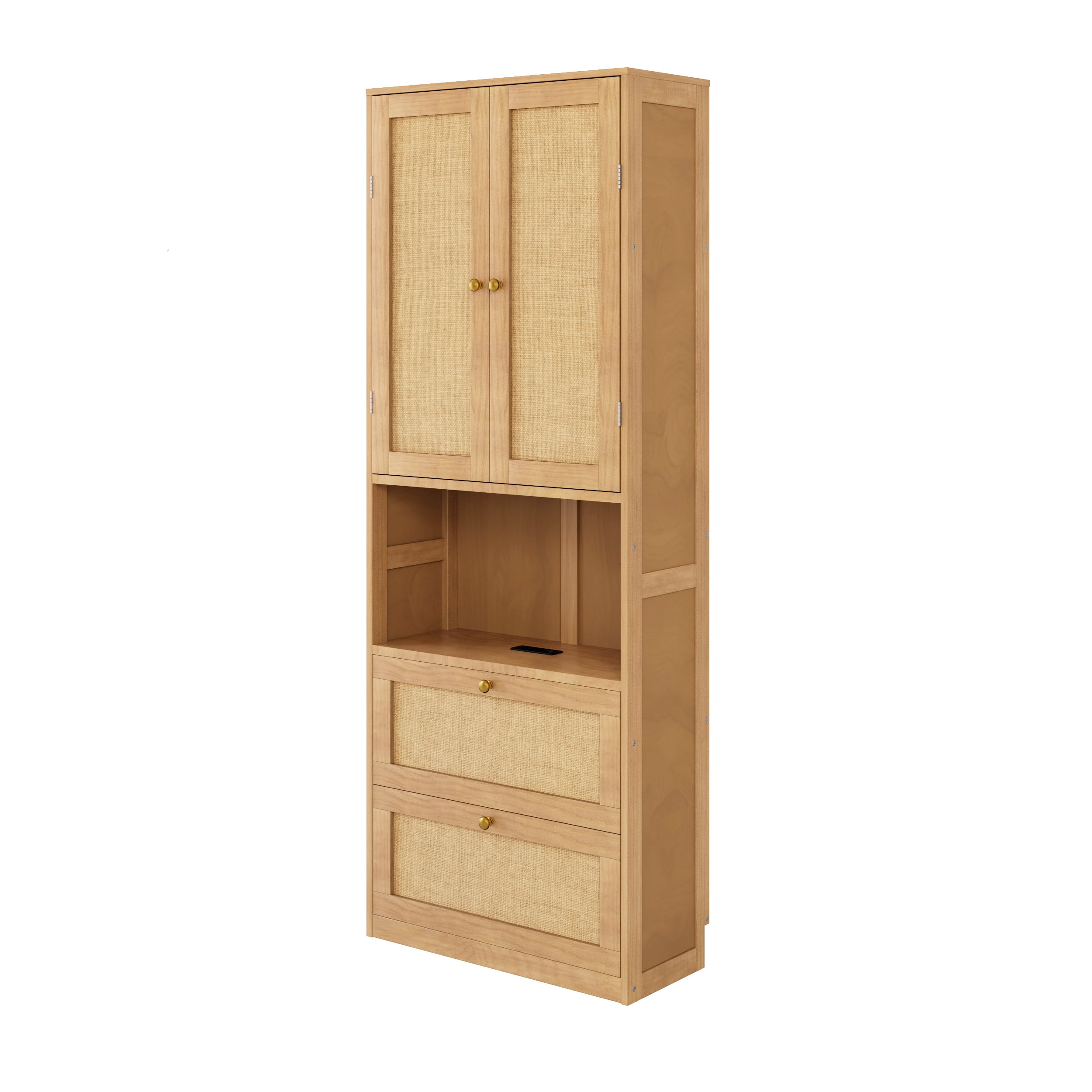 Euroco Modern 2 Door Armoires, Wood Wardrobe with Drawers, Cabinet and Shelves, White