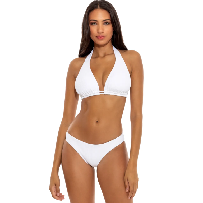Becca by Rebecca Virtue WHITE Adela Ruched Hipster Bikini