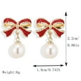 thumbnail image 4 of Latrodar 925 Silvery Pearl Drop Earrings For Women Trendy Gold Dangle Earrings AAA+ Quality Wedding Earrings Jewelry For Brides Red, 4 of 5