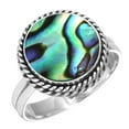 thumbnail image 1 of 925 Sterling Silver Ring For Women - Men Multicolor Real Abalone Shell Gemstone Silver Ring Size 13 Costume Silver Ring Size 13 Friendship Day Gift For Wife 925 Silver Gemstone Jewelry, 1 of 6