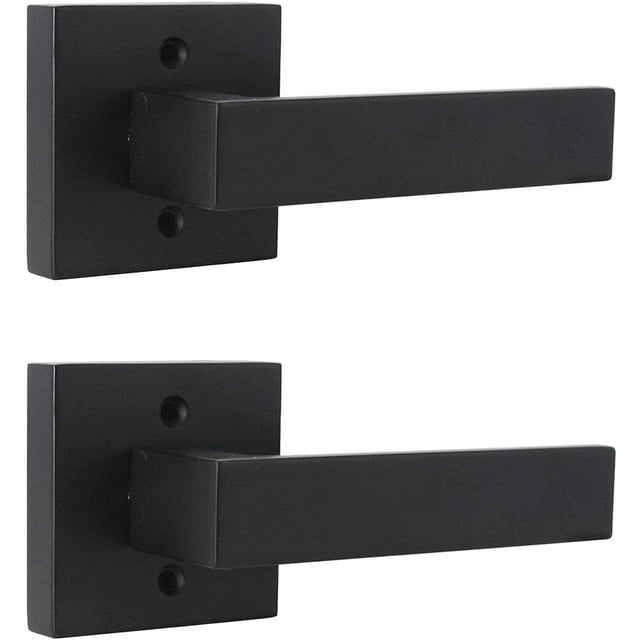 Serrures de Porte de Passage avec Rosace Carrée pour Porte Intérieure, Couloir Ou Garde-Robe, Levier de Porte Sans Clé à Fini Mat, Poignée de Porte Réversible Robuste