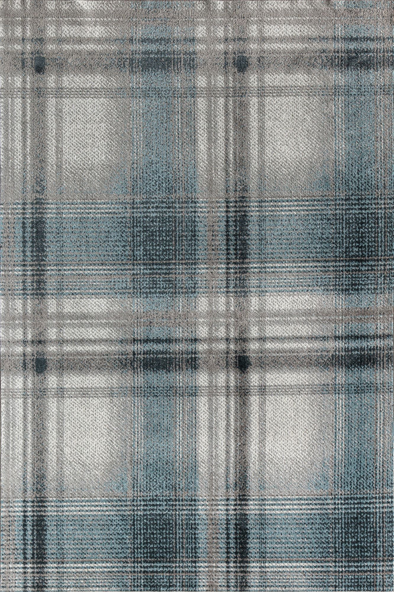 Rugs America Jaelyn JD50A Baltic Rapids Plaid Contemporary Blue Area Rug, 2'6" x 8'