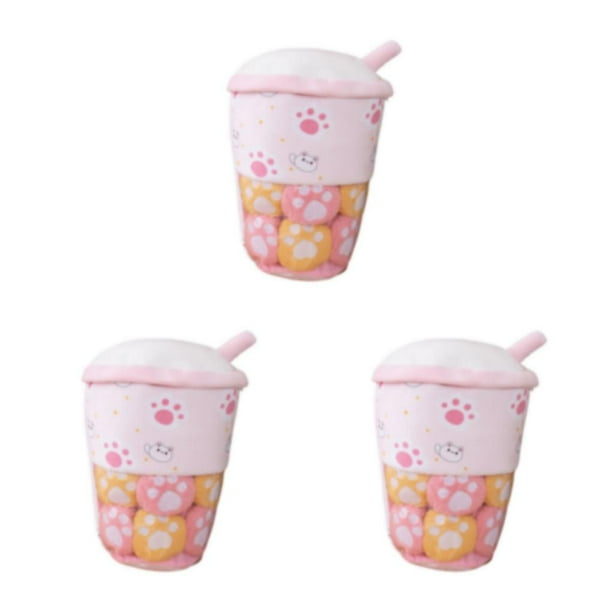 Billuyoard Cojín de almohada de felpa de té Boba, muñeco de juguete con taza de peluche, cierre de cremallera de dibujos animados, extraíble Type1 NO1