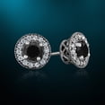 thumbnail image 4 of Natalia Drake 1.50 - 2 Cttw Black Diamond Halo Stud Earrings for Women in Rhodium Plated Sterling Silver, 4 of 6