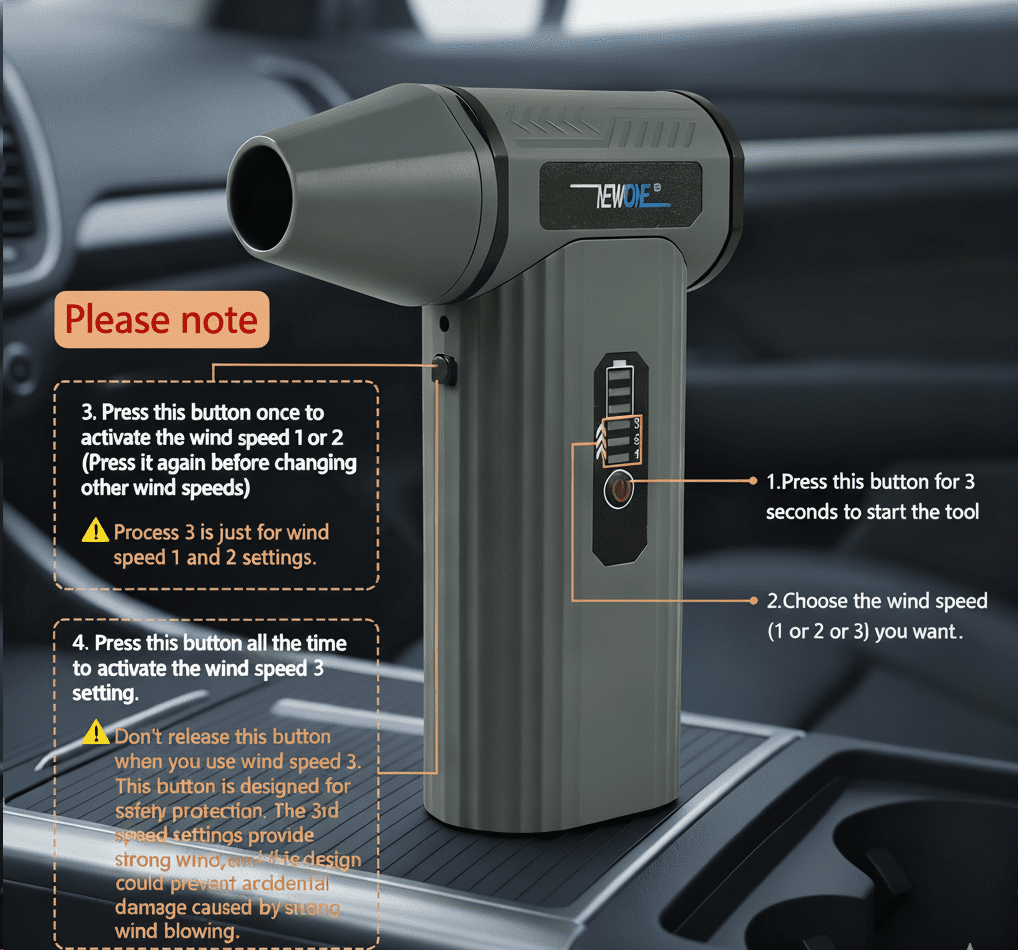Handheld Car Vacuum Portable Cordless 15000Pa High Power 2 in 1 Vacuum Cleaner and Air Duster with Multi-Nozzles Mini Hand Held Vacuum Rechargeable for Home, Car, Office, Pet Hair