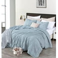 thumbnail image 3 of Chezmoi Collection Corduroy King Comforter Set Smoke Blue, 3-Piece Luxury Cross Stitch Soft Plush Warm Polyester Corduory Bedding, 1 Comforter 106 in x 92 in and 2 Pillow Shams 20 in x 36 in, 3 of 9