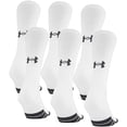 thumbnail image 2 of Under Armour Adult Performance Tech Crew Socks, 6-Pairs, White, Shoe Size: Mens 9-12.5, Womens 11-13, 2 of 9