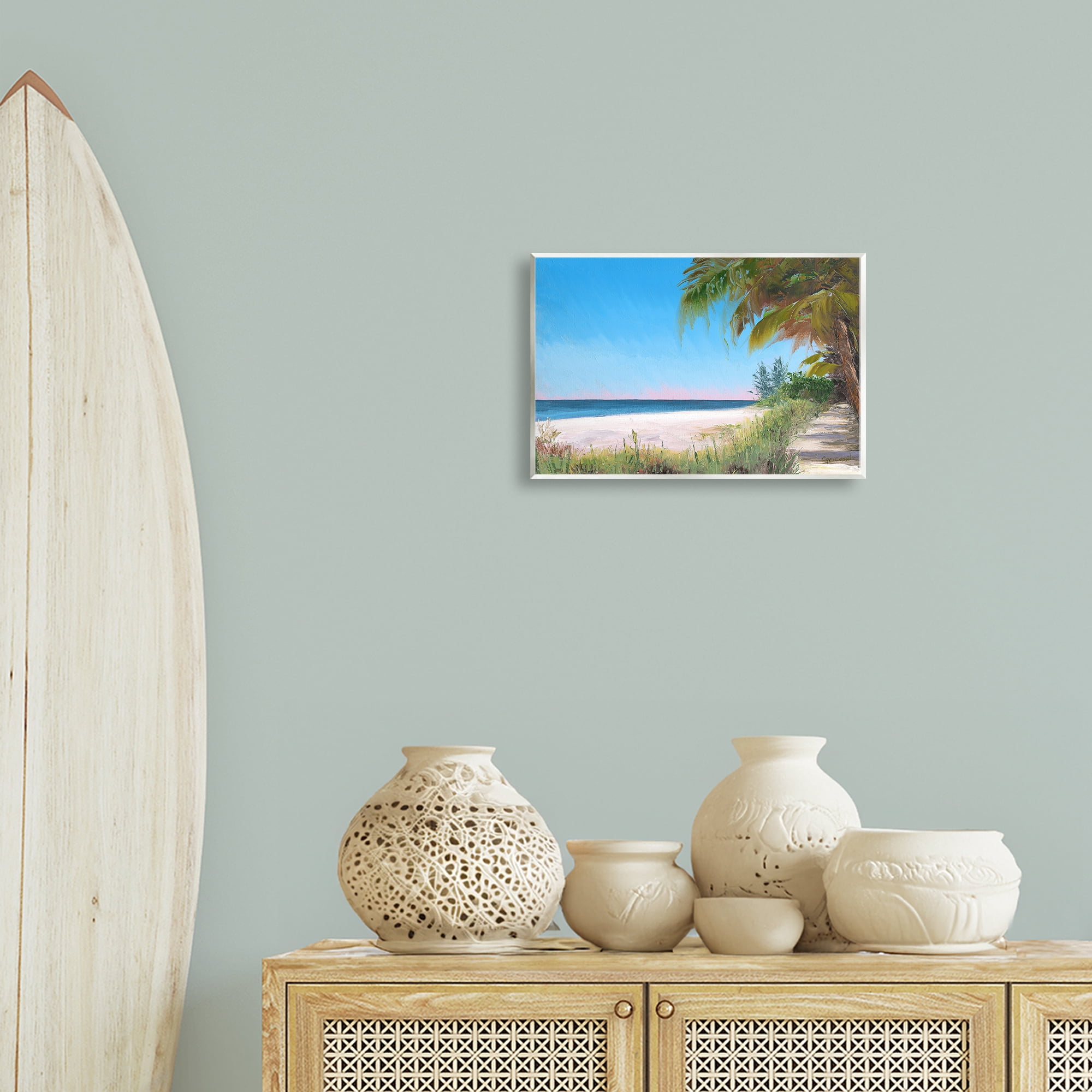 Stupell Industries Tropical Shady Path Landscape & Nature Painting Unframed Art Print Wall Art, 15 x 10