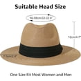 thumbnail image 4 of Sun Hats for Women Summer Wide Brim UV UPF 50+ Panama Fedora Foldable Packable Straw Beach Hat, 4 of 8