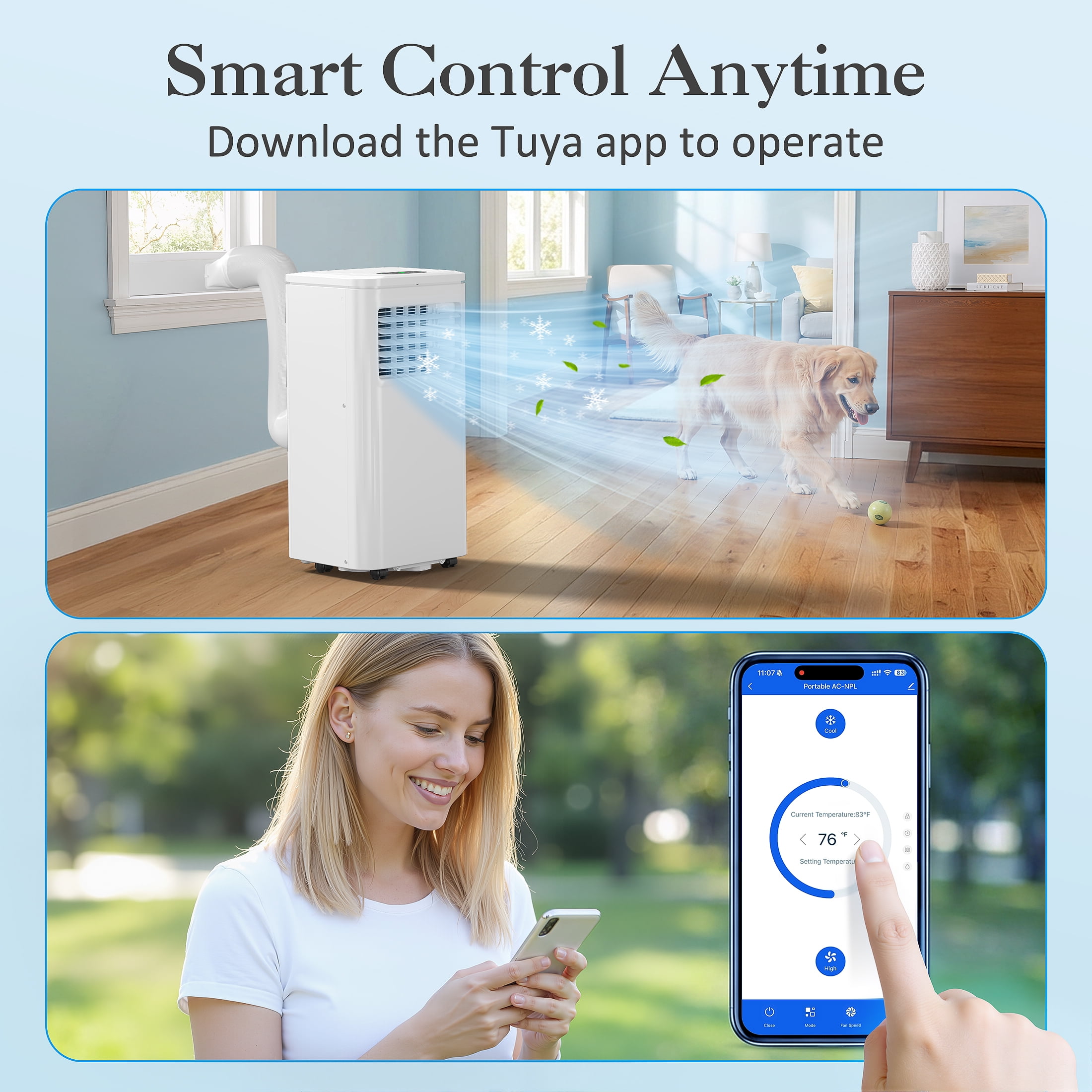 LifePlus WiFi Enabled Portable Air Conditioner 10000BTU Ashrae (6000BTU) Indoor Room AC Unit Dehumidifier Window Kit Remote Control Easy&Efficient Bedroom