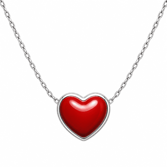 Zen natural- Women’s Red Heart Pendant Necklace – Sterling Silver Romantic Gemstone Charm, Elegant Jewelry Gift for Valentine’s Day & Anniversary