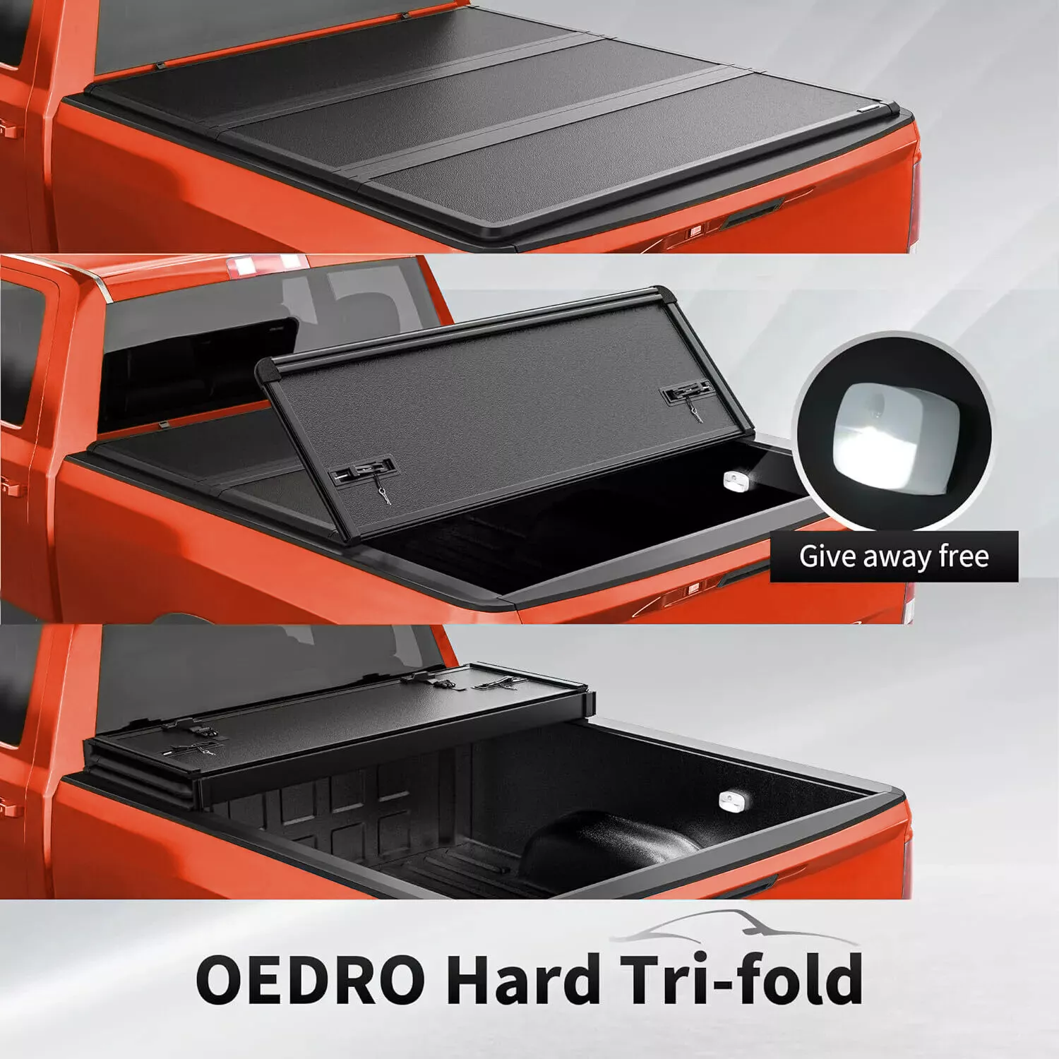 RVNI 5.5FT Tri-Fold FRP Hard Tonneau Cover For 2015-2023 2024 Ford F-150 Truck Bed Cover