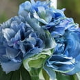 thumbnail image 2 of Enova Home Mixed Artificial Peony Rose and Hydrangea Silk Flower Arragement in Clear Glass Vase for Home Decór (Blue), 2 of 4