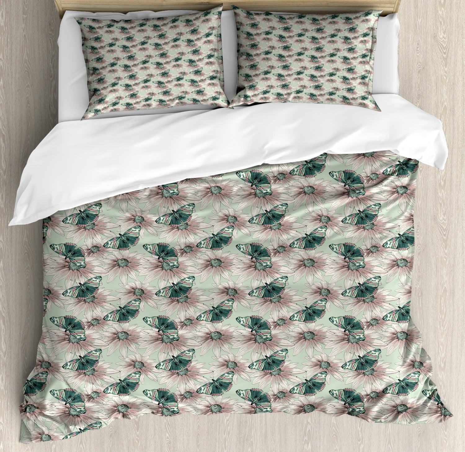 Botanical Duvet Cover Set, Continuous Vintage Pattern with ...