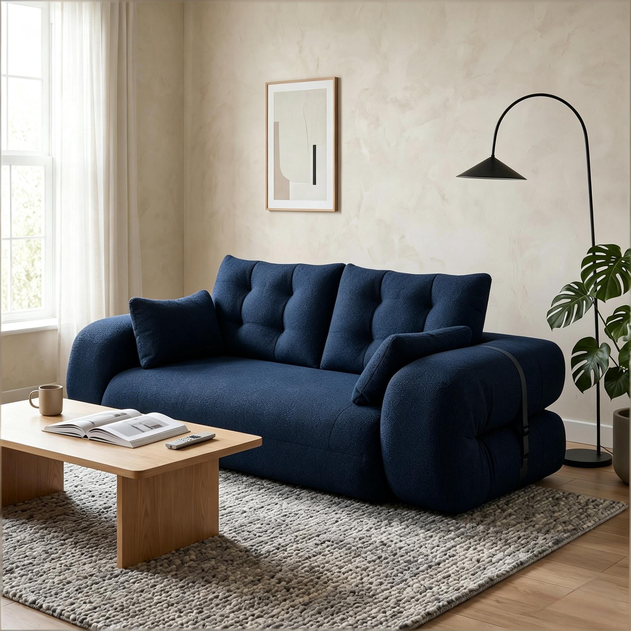 Howcool Foldable Human Dog Bed Lazy Sofa Couch 78.7", 3-in-1 Teddy Fabric Sleeper Sofa for Living Room Playroom