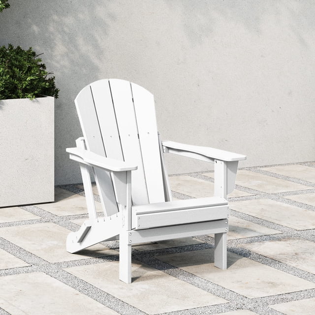 Westintrends Chaise Adirondack Pliante d'Extérieur en HDPE, Siège de Patio, Résistante aux Intempéries, Blanc