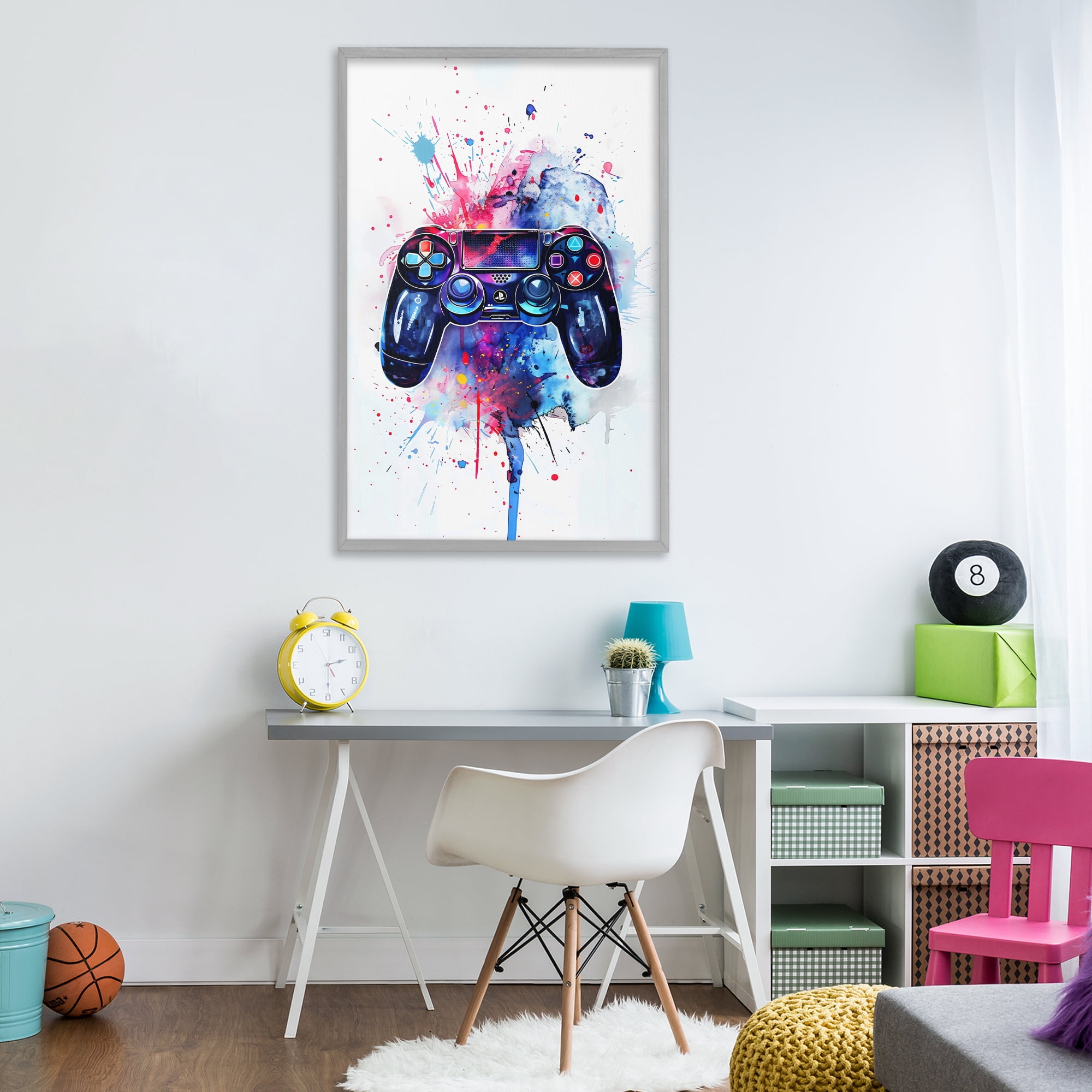 Stupell Industries Burst of Color Controller Gray Framed Giclee Art, design by Creative Studio