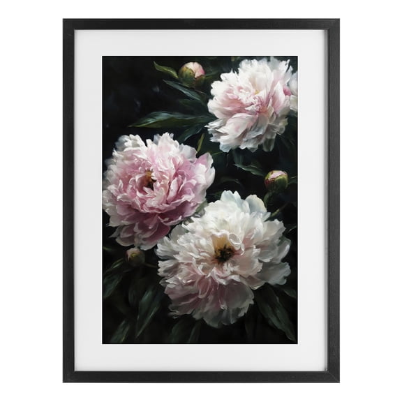 Stupell Industries French Country Soft Pink Peony Garden Black Framed Print Under Glass, 14 x 20, by Petals Prints Design