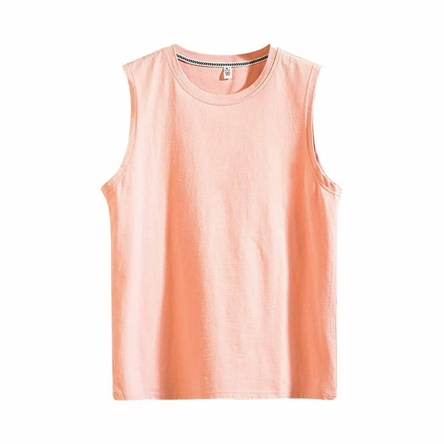 Aayomet Débardeur Graphique en Coton pour Hommes Sans Manches Col Rond Imprimé Style Raglan (Rose, TG)