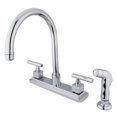 thumbnail image 1 of Kingston Brass Claremont Double Handle 8" Kitchen Faucet with Non-Metallic Sprayer, 1 of 2