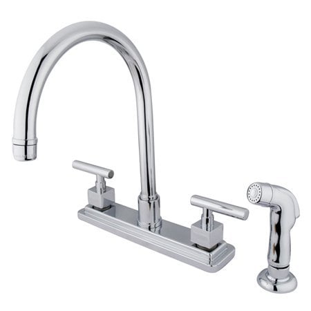 Kingston Brass Claremont Double Handle 8" Kitchen Faucet with Non-Metallic Sprayer