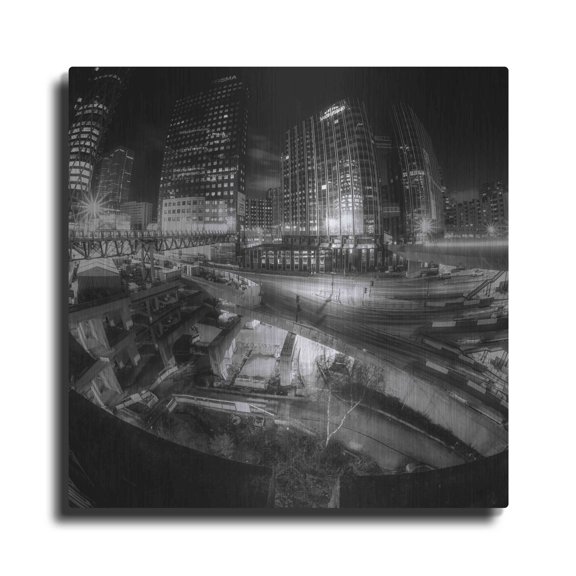 Luxe Metal Art 'Defense Bw' by Sebastien Lory, Metal Wall Art, 12"x12"