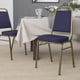 thumbnail image 1 of Songqin Trapezoidal Back Fabric Upholstered Stackable Banquet Chair, Multipurpose Stacking Chair with Padded Seat and Back, Navy Patterned/Gold, 1 of 15
