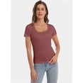 thumbnail image 5 of Women's T Shirts Short Sleeve Scoop Neck Basic Going Out Tops Fashion Slim Fit Tee, 5 of 6