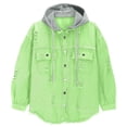 thumbnail image 4 of RXMEKW Chemises pour Femmes Décontractées, Veste en Denim de Couleur Unie avec Capuche Amovible, 4 of 9