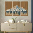 thumbnail image 5 of Frame Modern Abstract Mountain Wall Art, Set of 3 Wooden Landscape Panels for Wall Decor, Large Forest Scenery in Brown for Living Room, Bedroom, Office, 16x32 Inches, 5 of 9