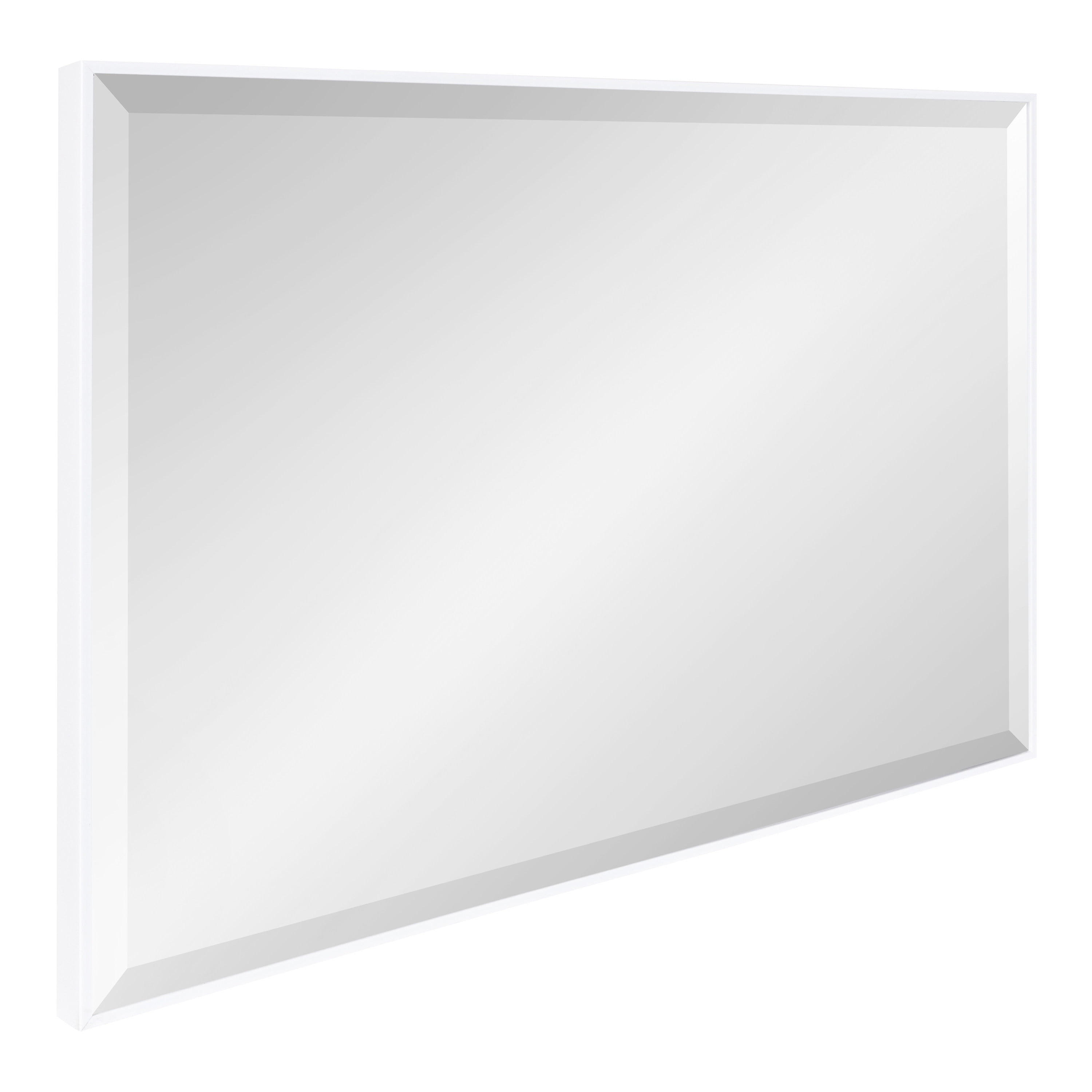 Kate And Laurel Rhodes Modern Decorative Rectangle Wall Mirror, 18.75" x 24.75", White, Contemporary Wall Decor