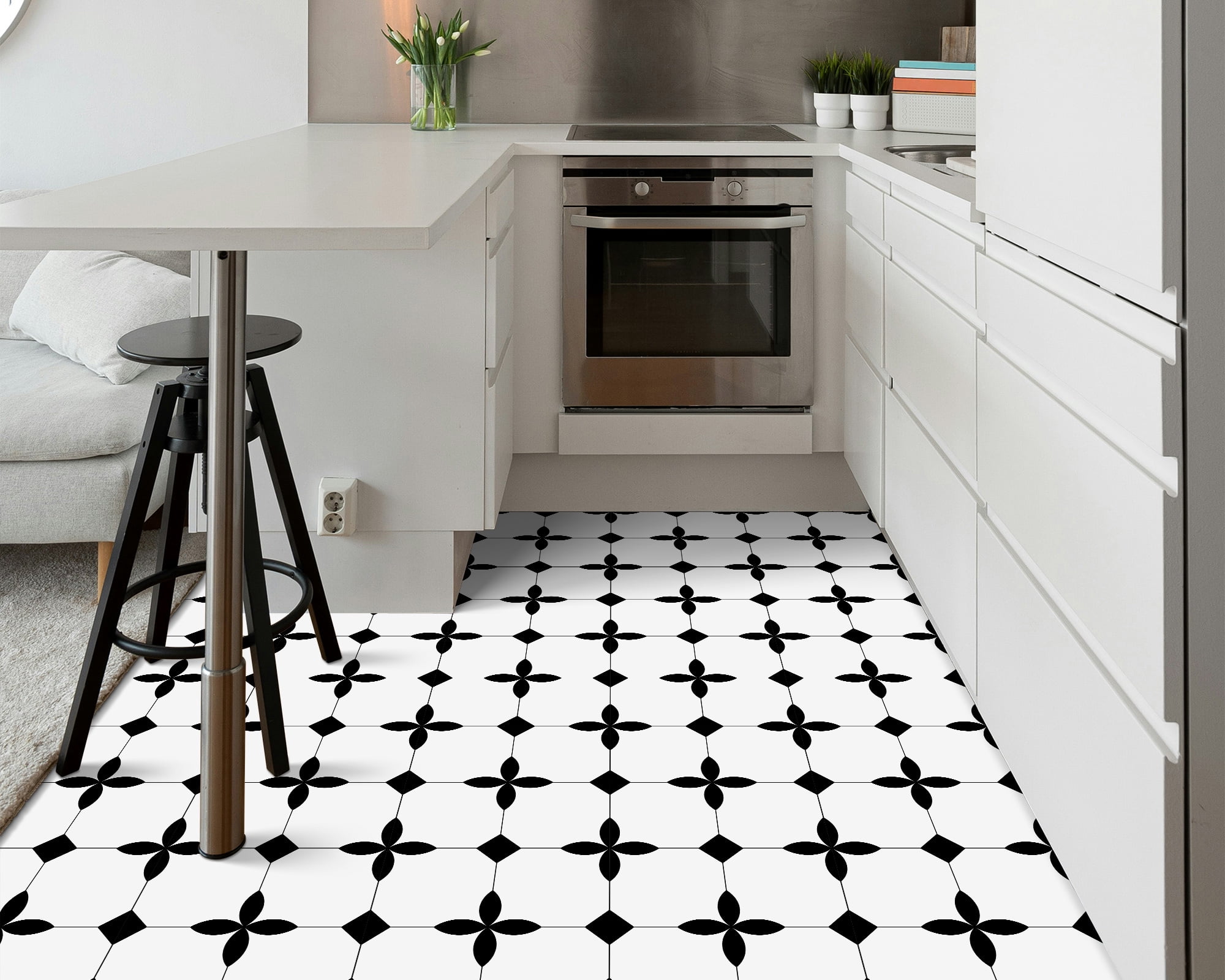 DEWOO 10 Sheet Peel and Stick Floor Tile, Vinyl Flooring, Waterproof DIY Flooring for Bathroom, Kitchen, Fireplace, Stairs, Bedrooms, Wall, Pantry Room 12"x 12"