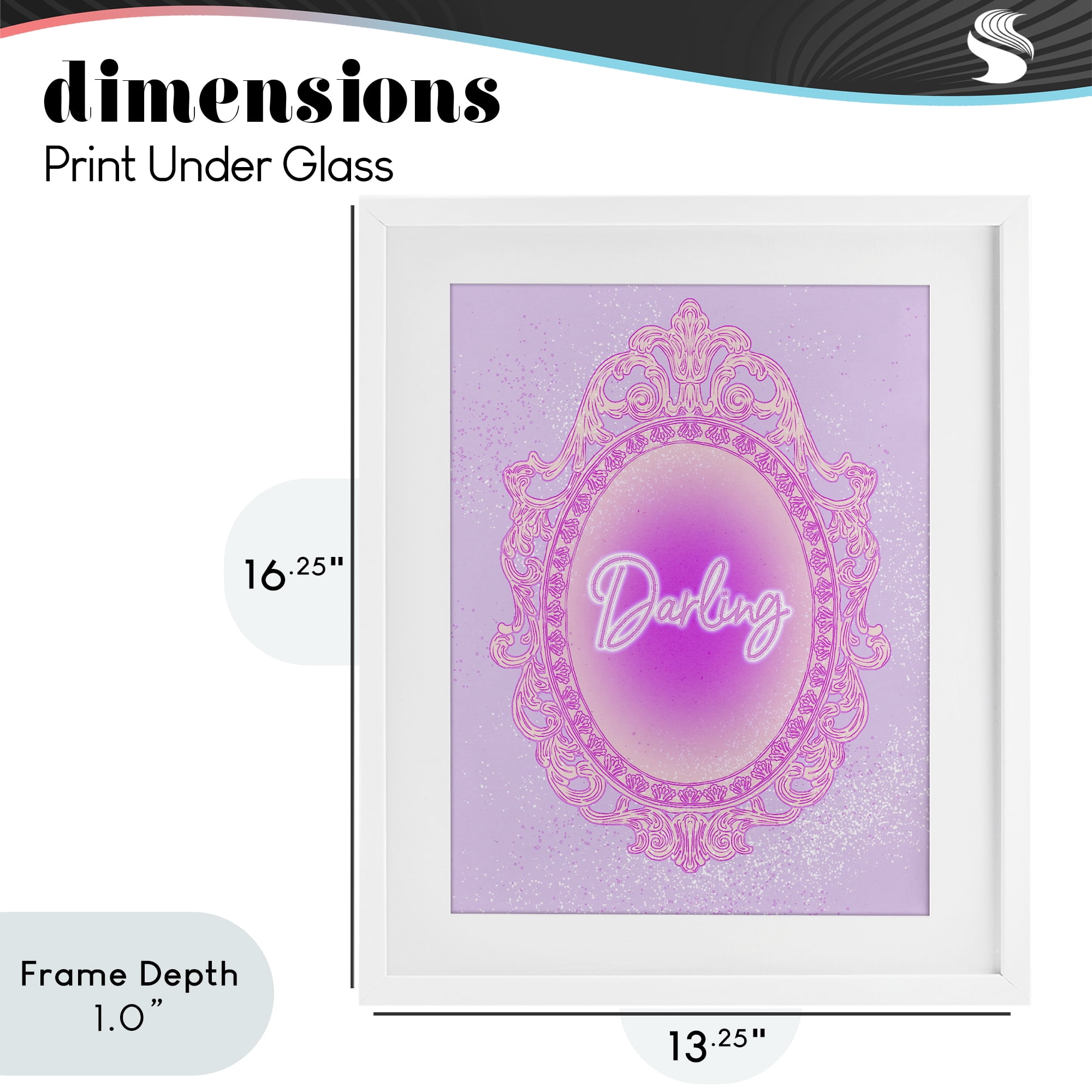 Stupell Industries Darling Ornate Mirror White Framed Print Under Glass, design by Ziwei Li