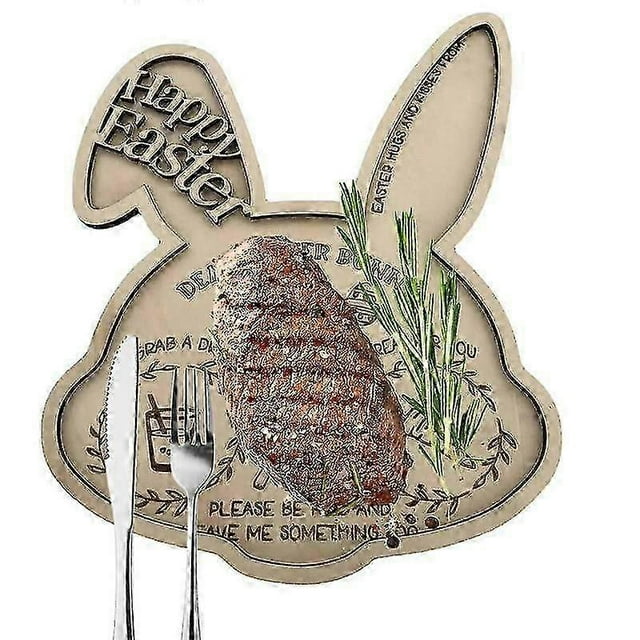 Easter Rabbit Shaped Wooden Tray Fruit Dishes Saucer Tea Dessert Dinner Bread Wood Plate Home Decor Party Supplies