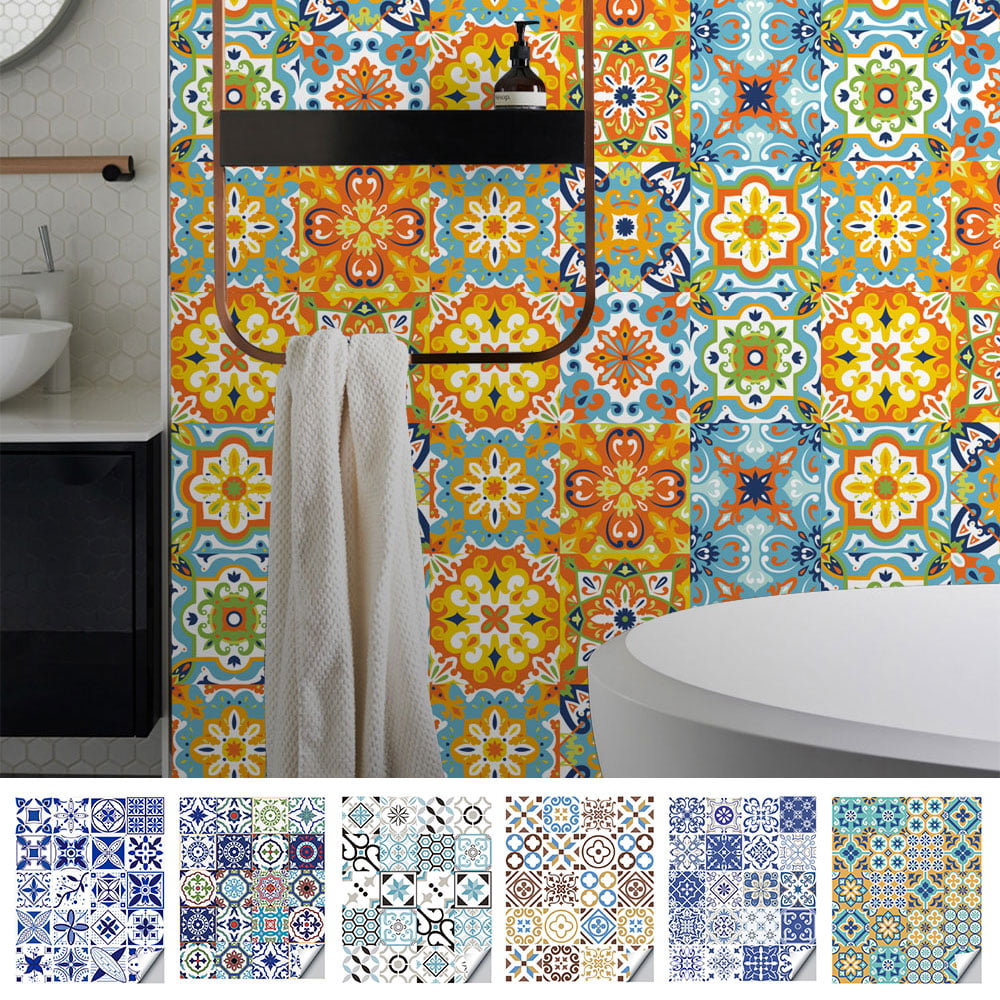 Modern Mosaic Tile Stickers Transfers Kitchen Bathroom Self Adhesive Wall Cover