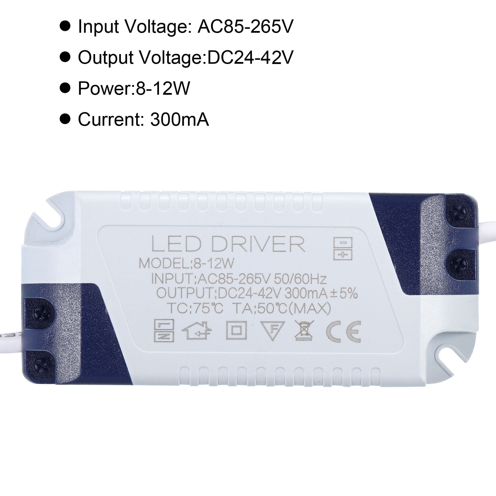 uxcell LED Driver 8-12W Constant Current 300mA High Power AC 85-265V Output  24-46V DC Connector External Power Supply LED Ceiling Lamp Rectifier