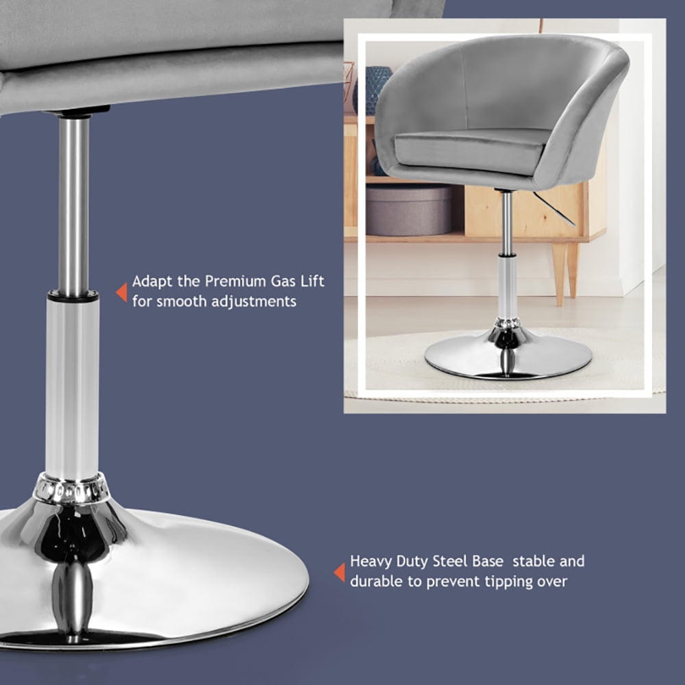 Finihen Modern Vanity Chair, 360 Degree Swivel Makeup Stool Accent Chair with Round Back and Metal Base, Makeup Chair for Living Room Bedroom Lounge Pub, Gray Finihen Modern Vanity Chair, 360 Degree Swivel Makeup Stool Accent Chair with Round Back and Metal Base, Makeup Chair for Living Room Bedroom Lounge Pub, Gray