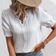 thumbnail image 4 of Gibobby Camisas Para Mujer Elegantes Camisa elegante de encaje liso con cuello de para mujer, blusa elegante de Color sólido a la moda, camiseta y cómoda de manga corta（Blanco， L), 4 of 4