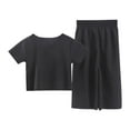 thumbnail image 2 of Antinious Casual Short Sleeve Loungewear Suits for Kids,Toddler Winter Short Sleeve Sleepwear Outfits Sets, Children's Short Sleeve Set Casual And Comfortable Leg Pants Two Piece Set,Black,110, 2 of 3