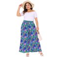 thumbnail image 3 of DARING DIVA Women's Plus Boho Floral Palazzo Trousers Pants 1X Dark Blue Purple, 3 of 6