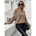 thumbnail image 3 of Women's Long-Sleeve Crewneck Sweater Hollow Cable Knit Pullover Sweaters, 3 of 5