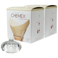 Chemex Glass Coffee Maker Cover and 200 Count Bonded Unbleached Pre-Folded Square Coffee Filters