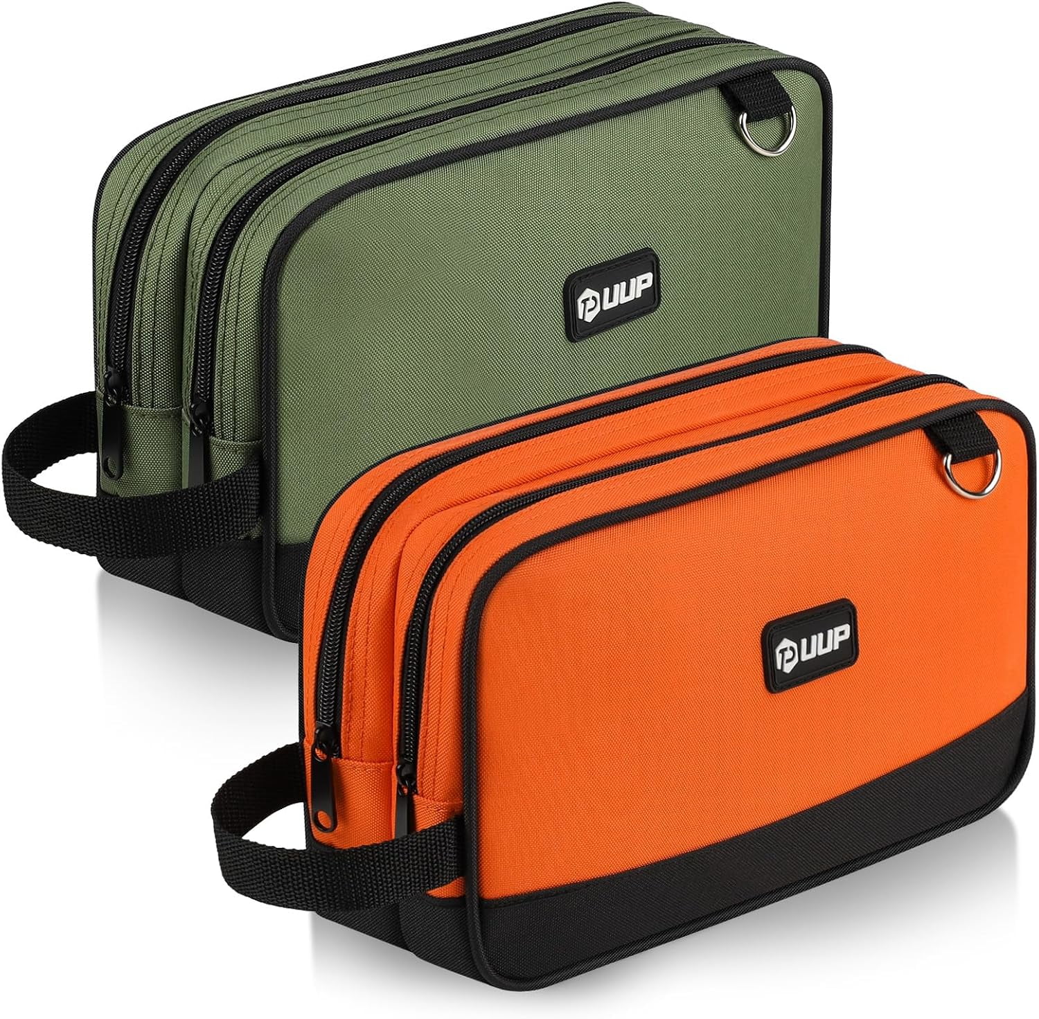General 12 Inch Small Tool Bag, Zipper Tool Pouch Two Compartments Heavy Duty, Utility ToolBag with Carrying Handle D-Rings, Tools Storage Organizer for Electrician Mechanic, Gift for Men Dad,Green