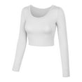thumbnail image 2 of KOGMO Womens Long Sleeve Crop Top Solid Round Neck T Shirt, 2 of 8