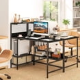 thumbnail image 2 of Costway 48" Computer Desk with Power Outlets, Storage Shelves, Headphone Hook for Gaming Black, 2 of 10