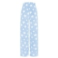 thumbnail image 5 of aohooy Fleece Lined Stretch Pants for Women Star Graphic Fuzzy Warm Plus Size Pajama Pant Straight Leg Fluffy Pull On Loungewear Sweatpant Light Blue,XXXXL, 5 of 6